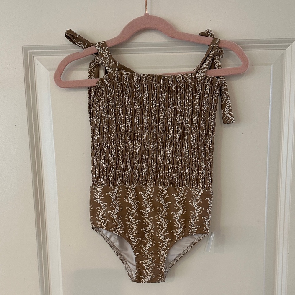 Minnow Swim - floral smocked one piece - size 3/4T